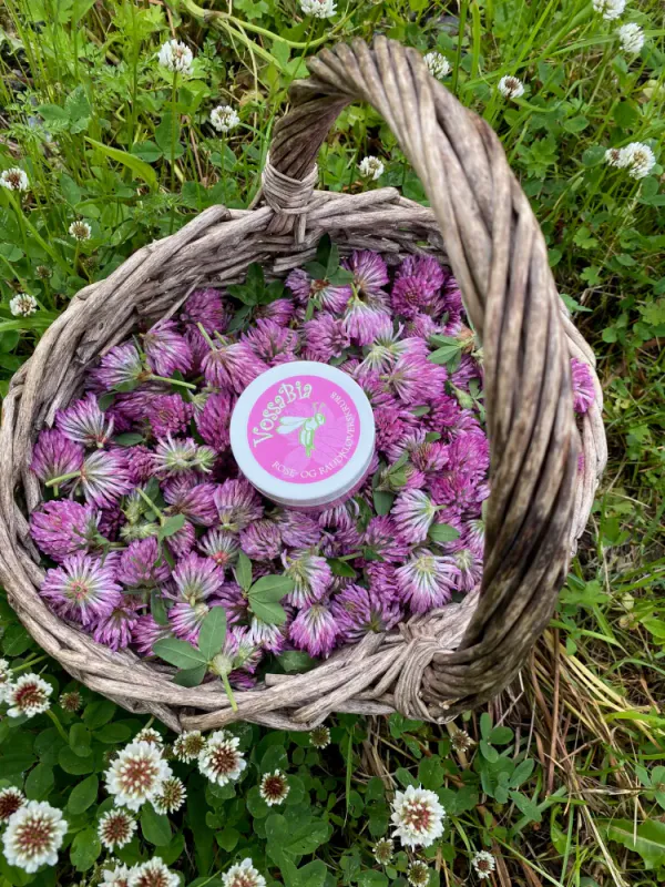 Rose og rødkløverskrubb til ansikt